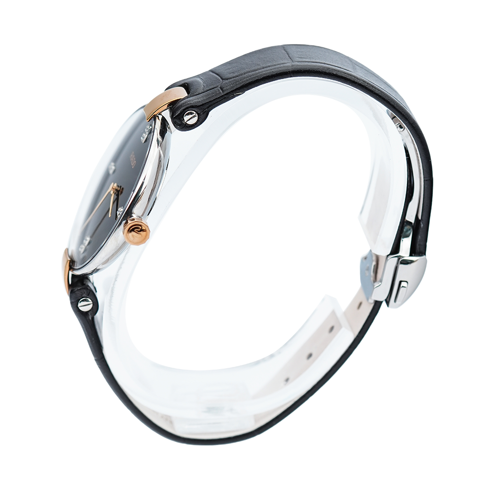 Jam Tangan Rado Coupole R22850705 Women Black Dial Black Leather Strap