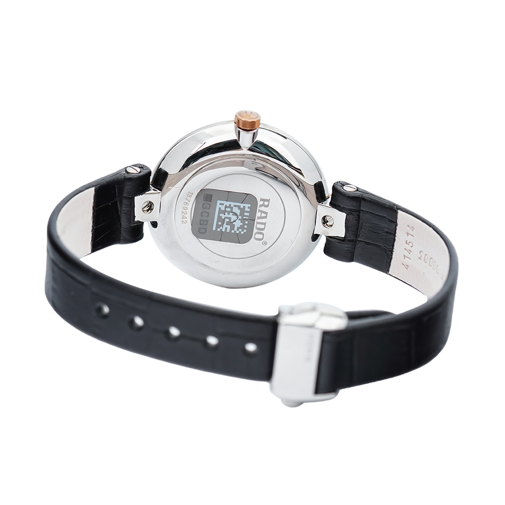 Jam Tangan Rado Coupole R22850705 Women Black Dial Black Leather Strap