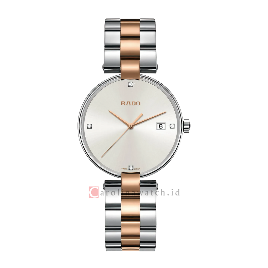 Jam Tangan Rado Coupole Jubile R22852713 Women White Dial Dual Tone Stainless Steel Strap