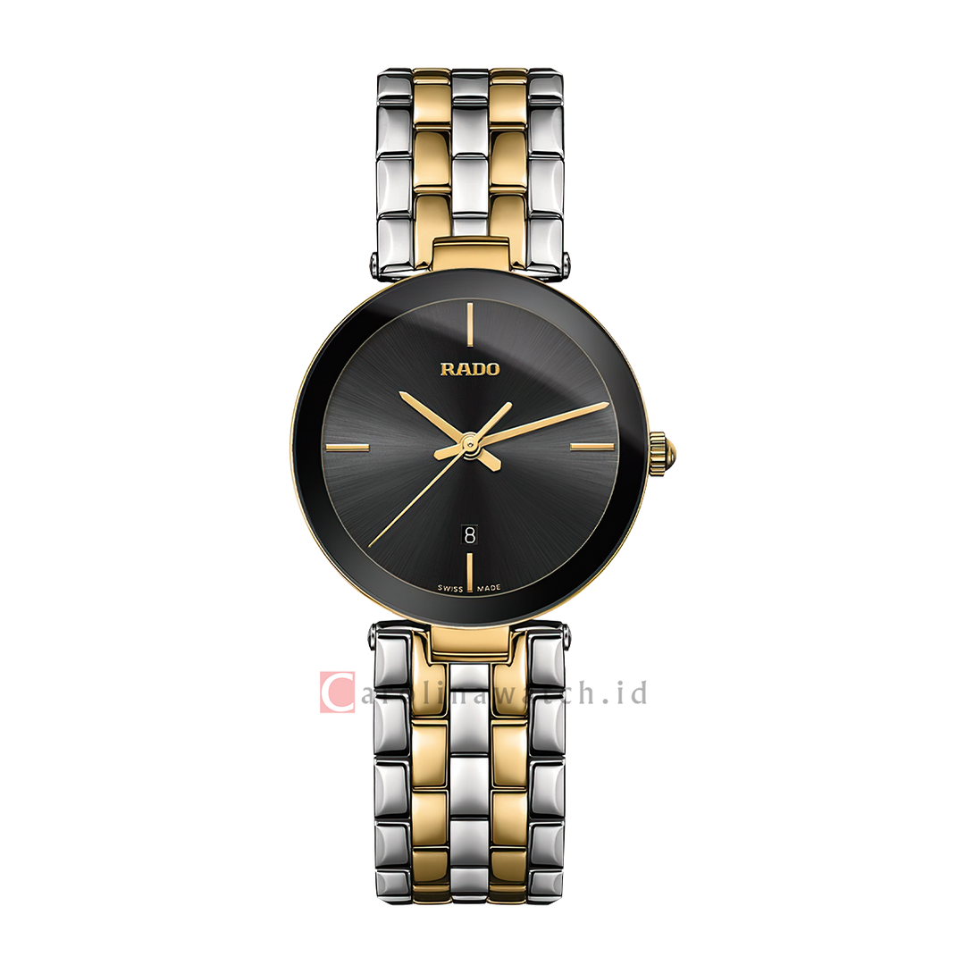 Jam Tangan Rado Florence Classic R48871153 Women Black Dial Dual Tone Stainless Steel Strap