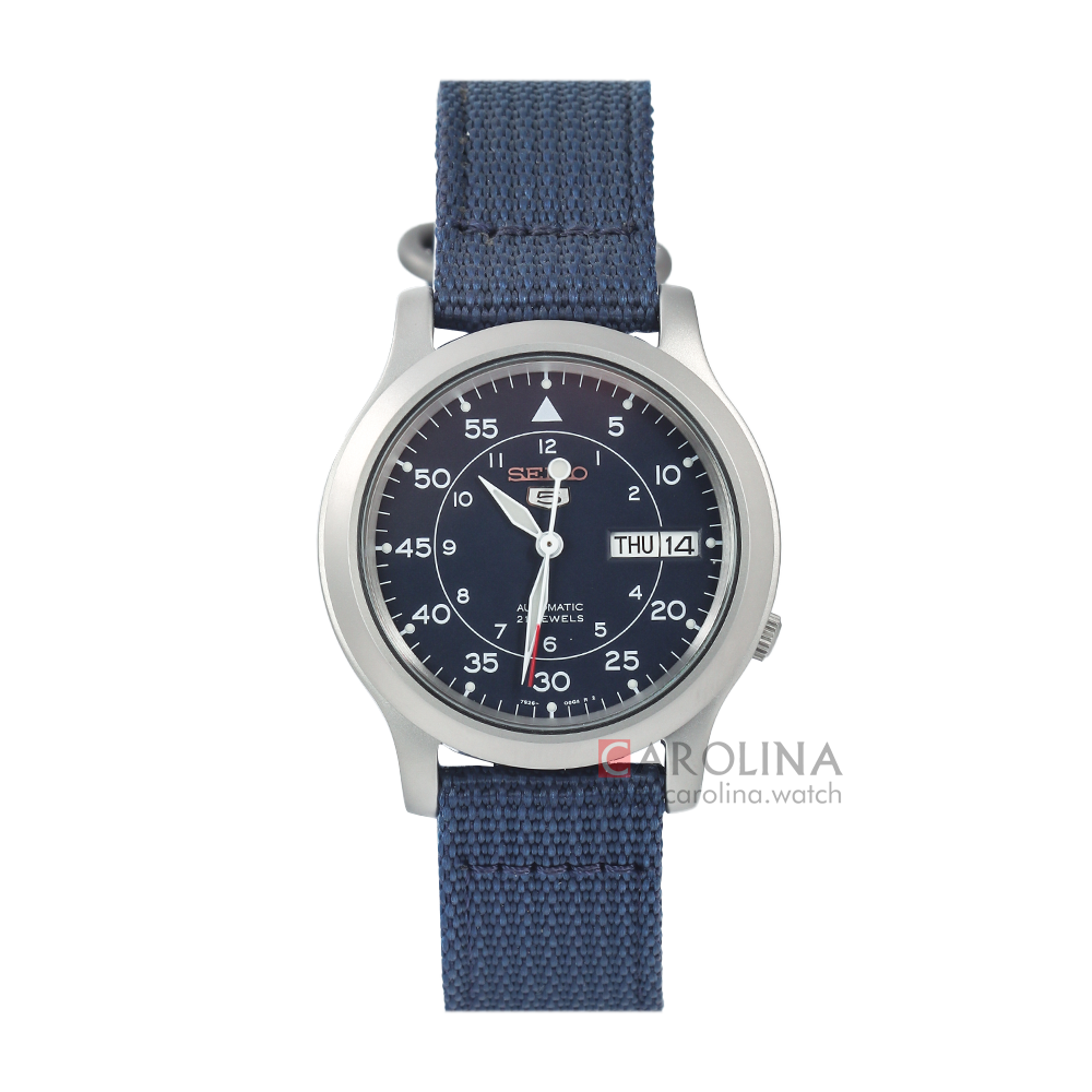 Jam Tangan Seiko 5 SNK807K2 Automatic 21 Jewels Unisex Blue Dial Blue Nylon Strap