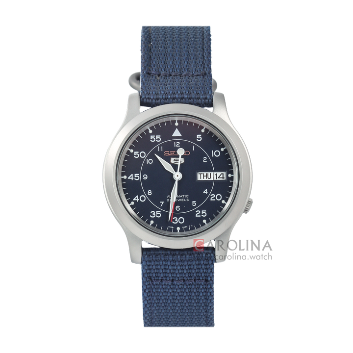 Jam Tangan Seiko 5 SNK807K2 Automatic 21 Jewels Unisex Blue Dial Blue Nylon Strap