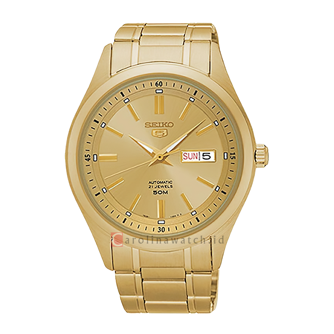 Jam Tangan Seiko 5 Sports SNKN96K1 Automatic Gold Dial Gold Stainless Steel Strap