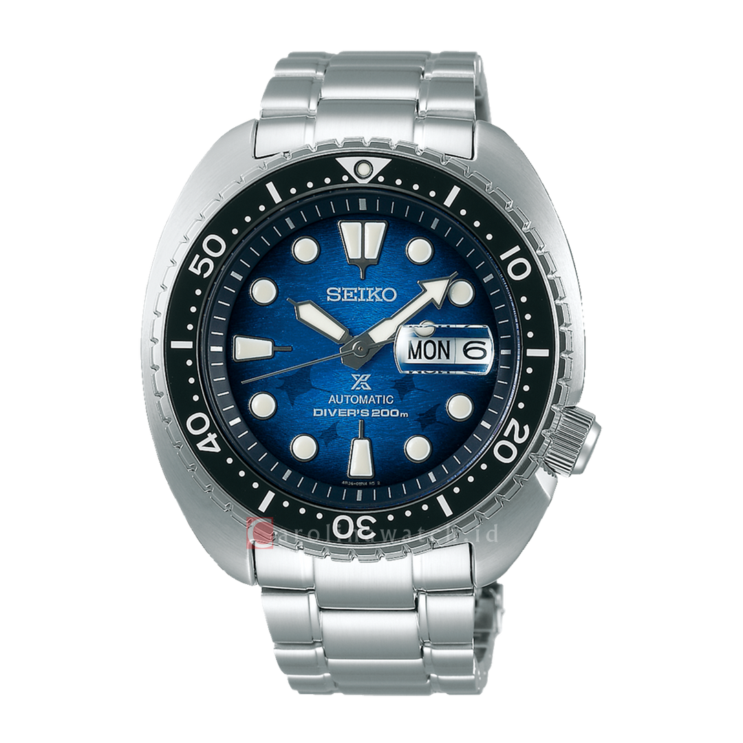 Jam Tangan Seiko Prospex SRPE39K1 Men King Turtle Save The Ocean Blue Dial Stainless Steel Strap Special Edition