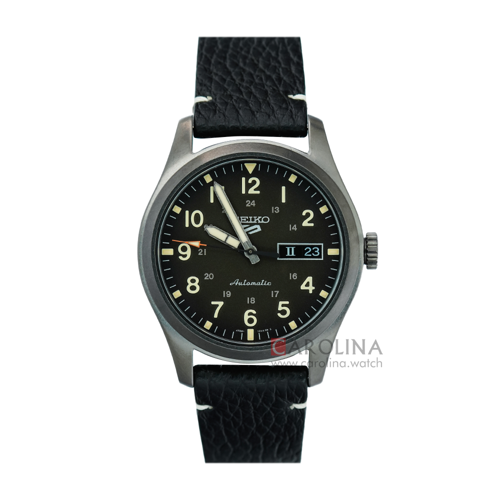 Jam Tangan Seiko 5 Sports SRPG41K1 Field Specialist Style Men Black Dial Black Leather Strap