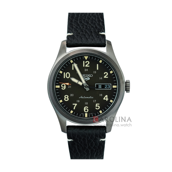 Jam Tangan Seiko 5 Sports SRPG41K1 Field Specialist Style Men Black Dial Black Leather Strap