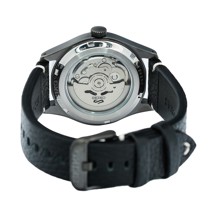 Jam Tangan Seiko 5 Sports SRPG41K1 Field Specialist Style Men Black Dial Black Leather Strap