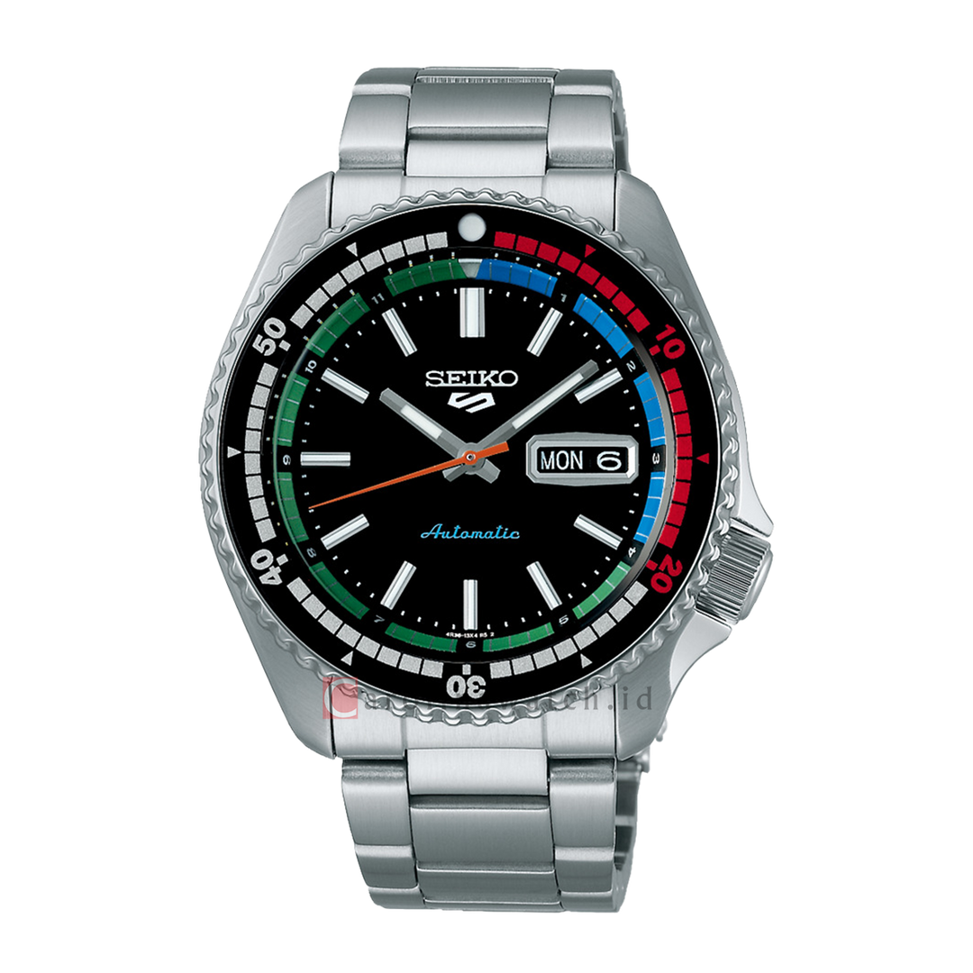 Jam Tangan Seiko 5 Sports SRPK13K1 Men SKX Sports Style Regatta Black Dial Stainless Steel Strap Special Edition