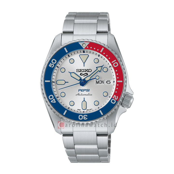 Jam Tangan Seiko 5 Sports x Pepsi® SRPL99K1 Men SKX Series Silver Dial Stanless Steel Strap Limited Edition