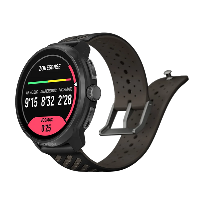 Jam Tangan SUUNTO SS051202000 Unisex - Suunto Race 2 Dark Brushed Titanium Striped Two-Tone Black Silicone Strap