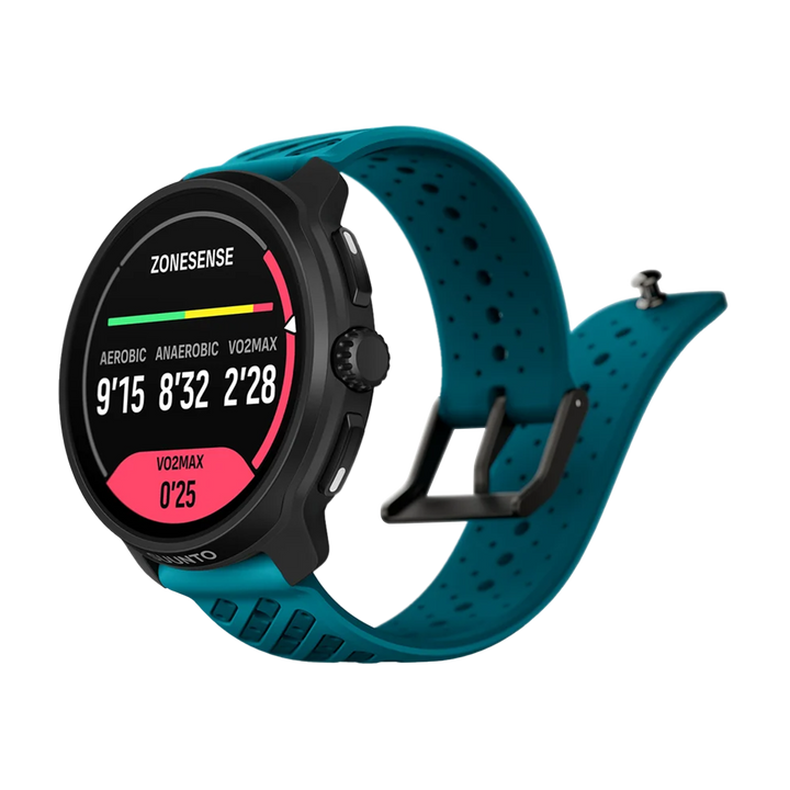 Jam Tangan SUUNTO SS051242000 Unisex - Suunto Race 2 Dark Brushed Titanium Striped Two-Tone Wave Blue Silicone Strap