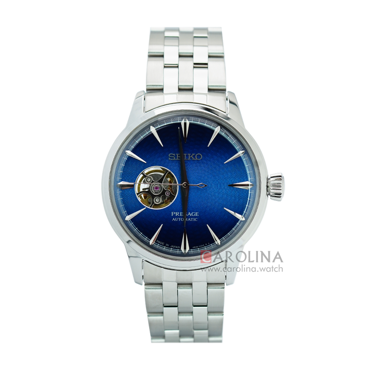 Jam Tangan Seiko Presage Cocktail Time “Blue Acapulco” SSA439J1 Automatic Open Heart Blue Dial Stainless Steel Strap
