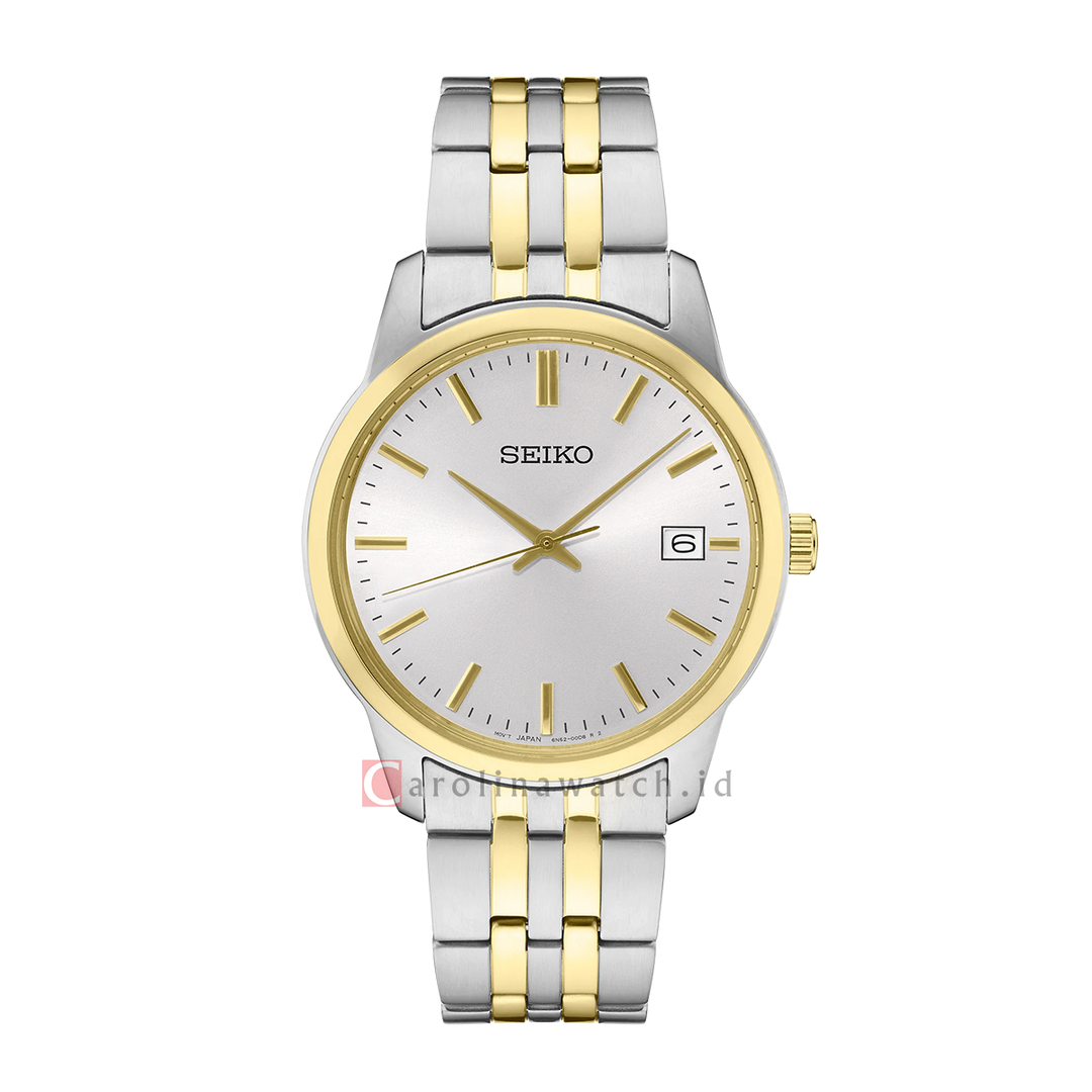Jam Tangan Seiko Classic SUR402P1 Discover More White Sunray Dial Dual Tone Stainless Steel Strap