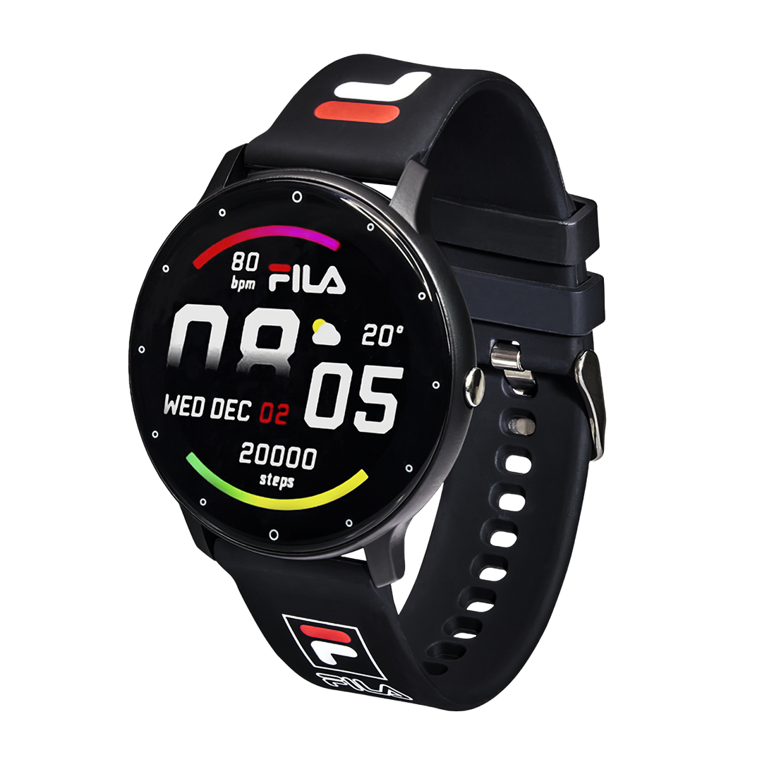 Jam Tangan FILA Smart Watch FL38SW25B Unisex Full Screen Touch Display Black Silicone Strap