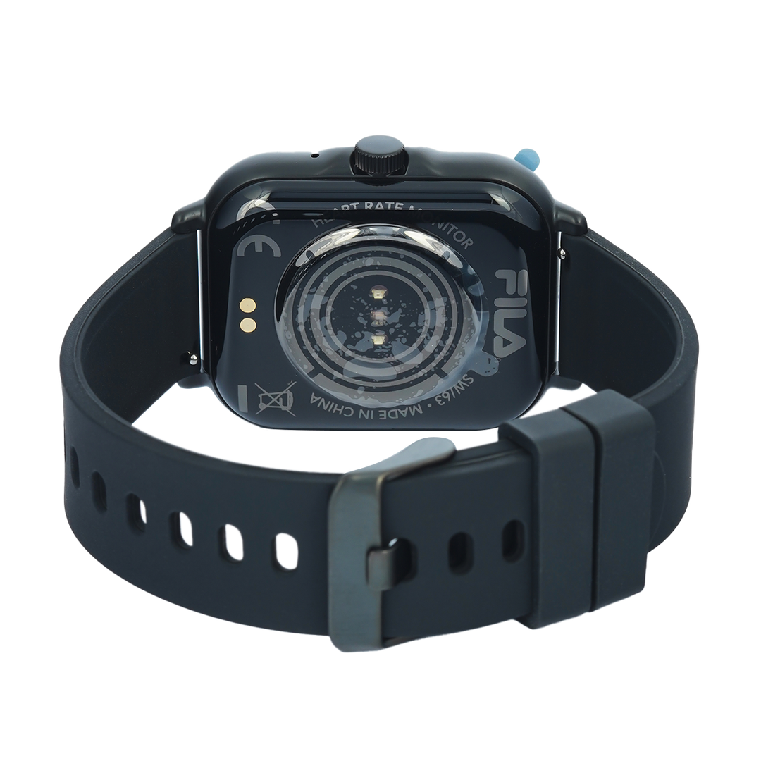 Jam Tangan FILA Smart Watch SW63B Unisex Full Screen Touch Display Black Silicone Strap