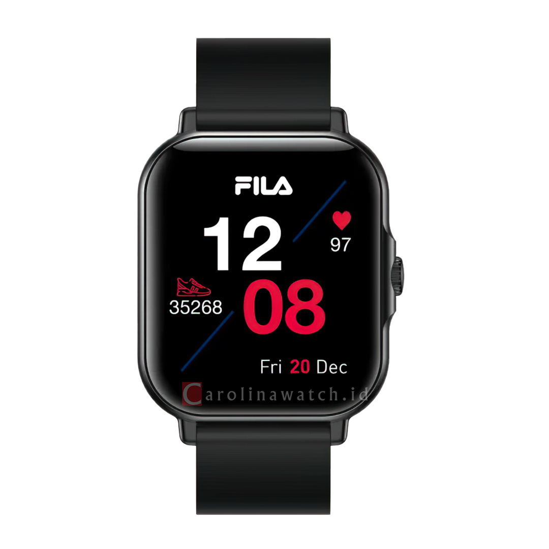 Jam Tangan FILA Smart Watch SW63B Unisex Full Screen Touch Display Black Silicone Strap