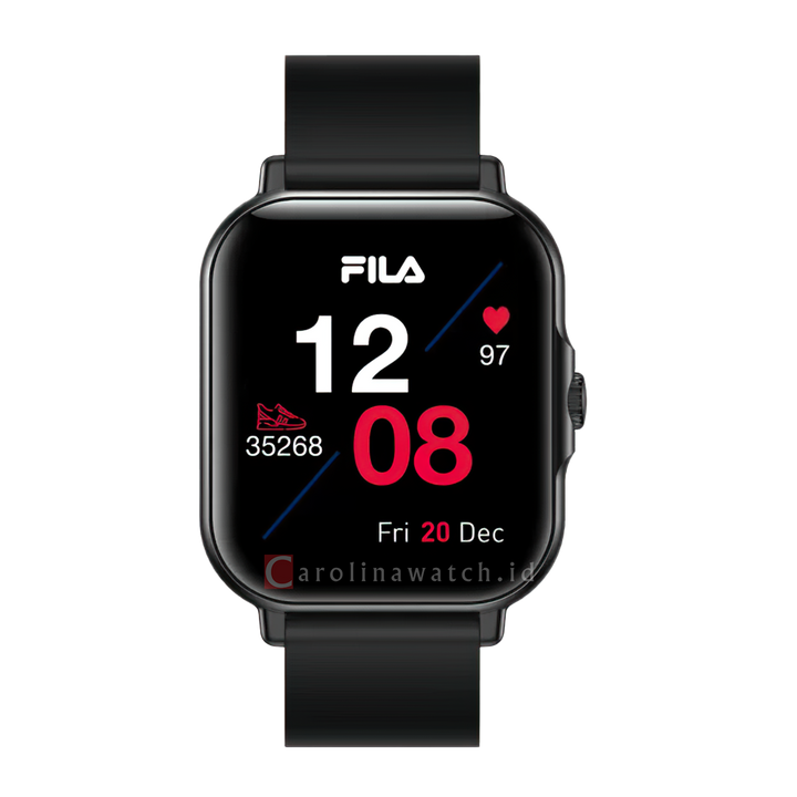 Jam Tangan FILA Smart Watch SW63B Unisex Full Screen Touch Display Black Silicone Strap