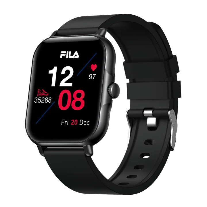 Jam Tangan FILA Smart Watch SW63B Unisex Full Screen Touch Display Black Silicone Strap