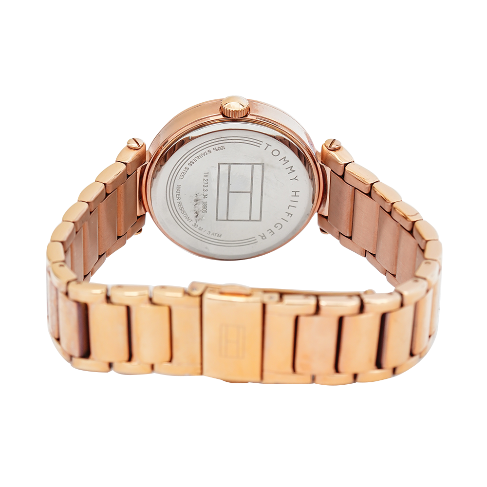 Jam Tangan TOMMY HILFIGER TH1781590 Women White Dial Rose Gold Stainless Steel Strap