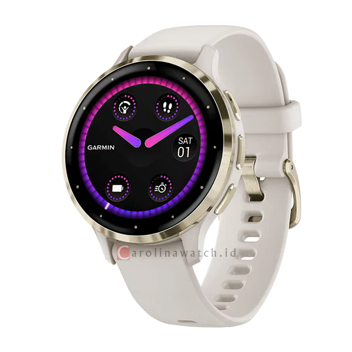 Jam Tangan Garmin Venue 3S VENU3SIVORYSOFTGOLD Unisex GPS Activity Tracker Watch