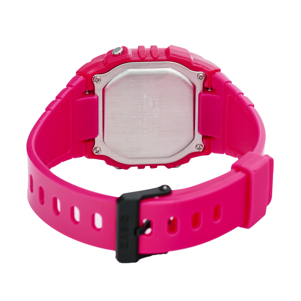 Jam Tangan Casio General W-215H-4A Unisex Square Digital Dial Pink Resin Band