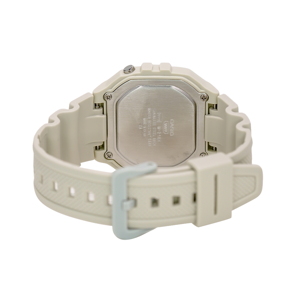 Jam Tangan Casio General W-218HC-8A Unisex Illuminator Digital Dial White Resin Band