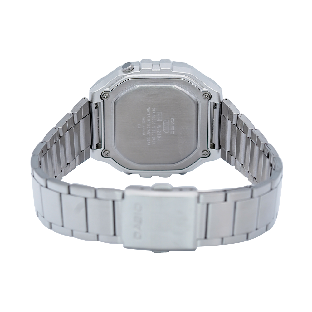 Jam Tangan Casio W-218HD-1A Men Digital Dial Stainless Steel Band