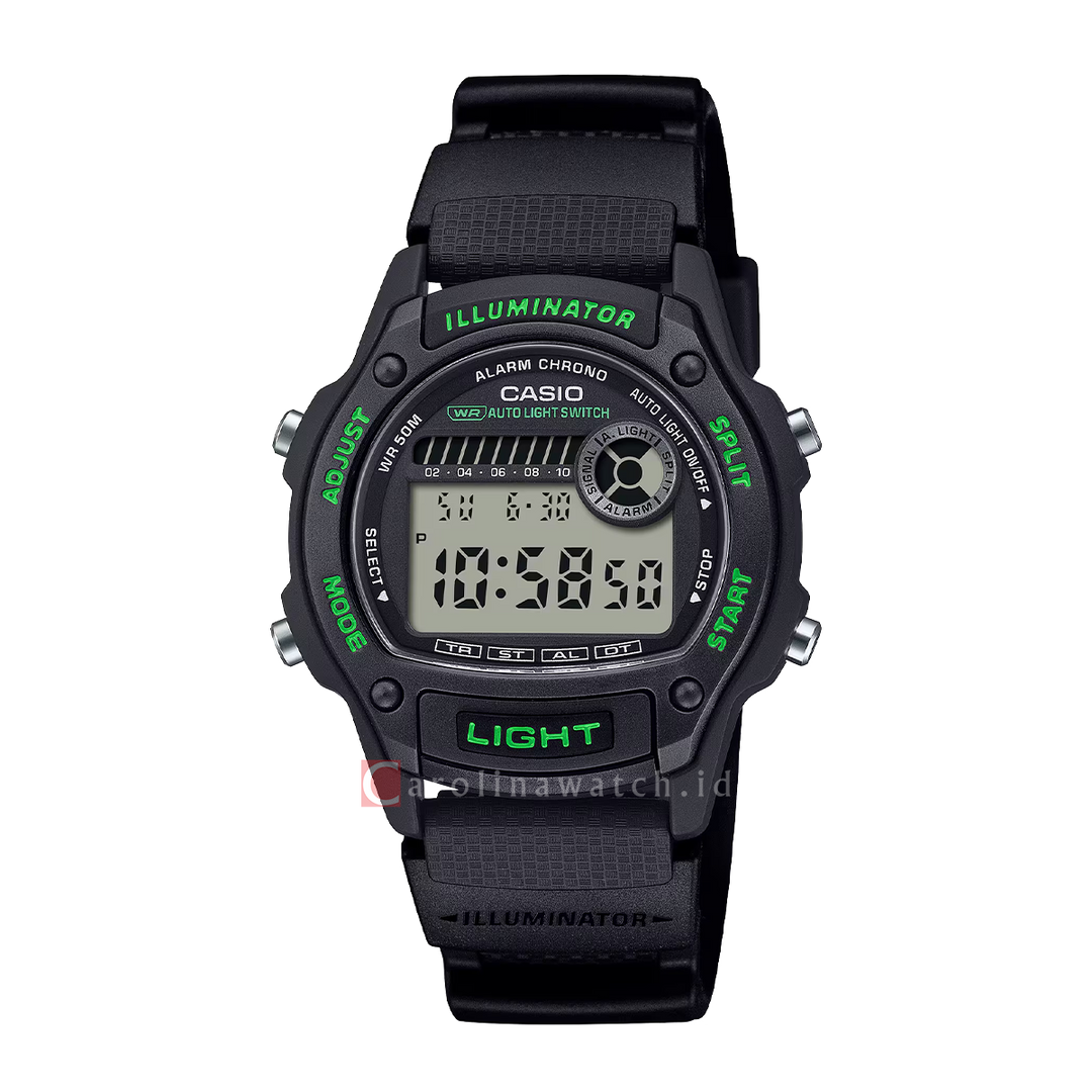 Jam Tangan Casio Standard W-220H-1A3 Men Digital Dial Black Resin Band