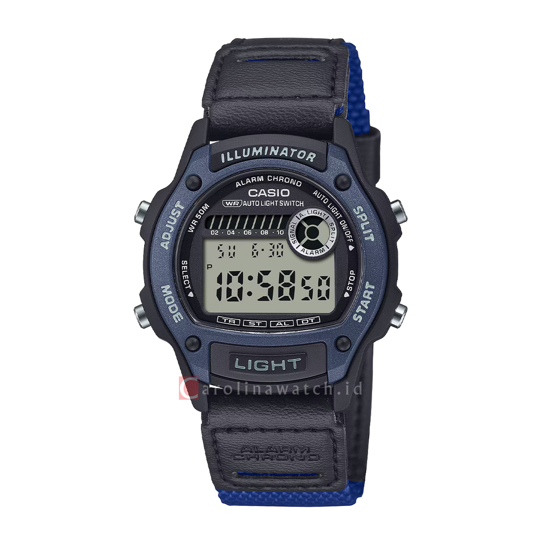 Jam Tangan Casio Standard W-220HF-2A Men Digital Dial Black Resin Band