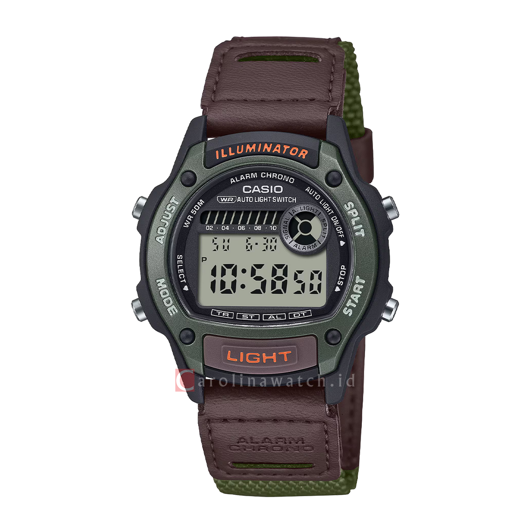 Jam Tangan Casio Standard W-220HF-3A Men Digital Dial Brown Resin Band