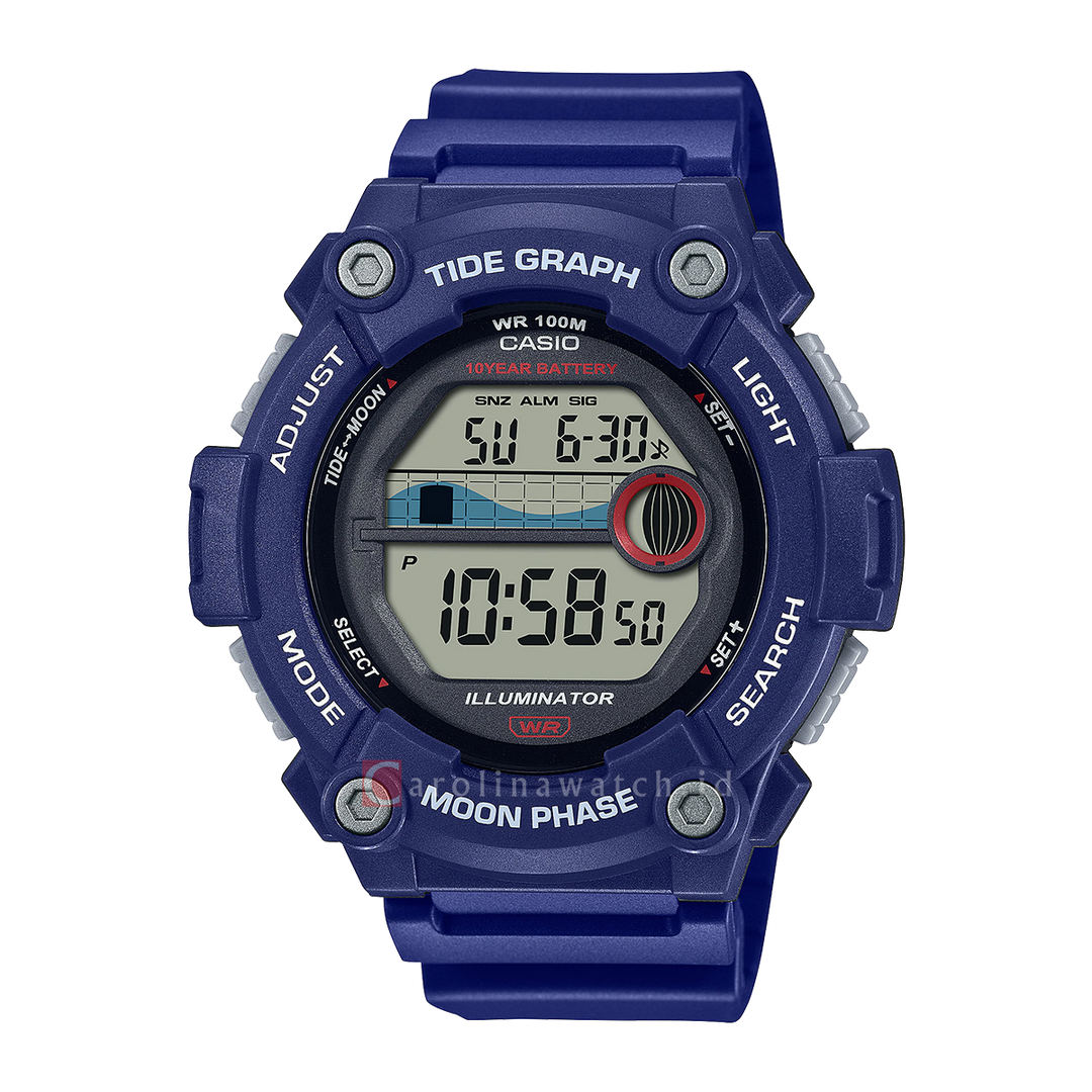 Jam Tangan Casio WS-1300H-2A Men Digital Dial Blue Resin Band