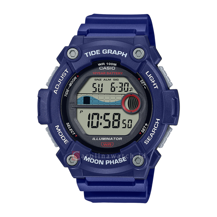 Jam Tangan Casio WS-1300H-2A Men Digital Dial Blue Resin Band