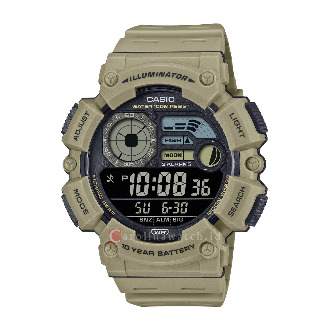 Jam Tangan CASIO WS-1500H-5B Men Digital Dial Brown Resin Band