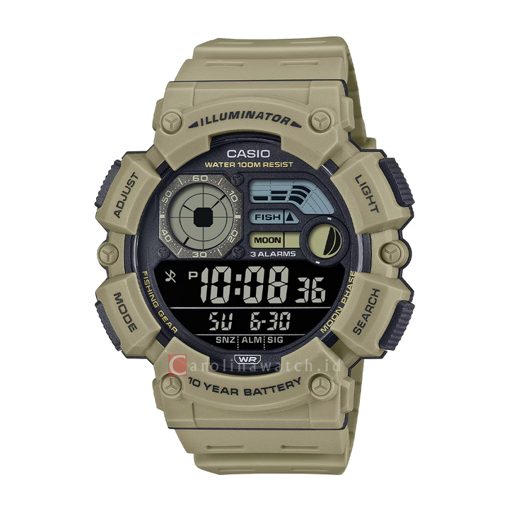 Jam Tangan CASIO WS-1500H-5B Men Digital Dial Brown Resin Band