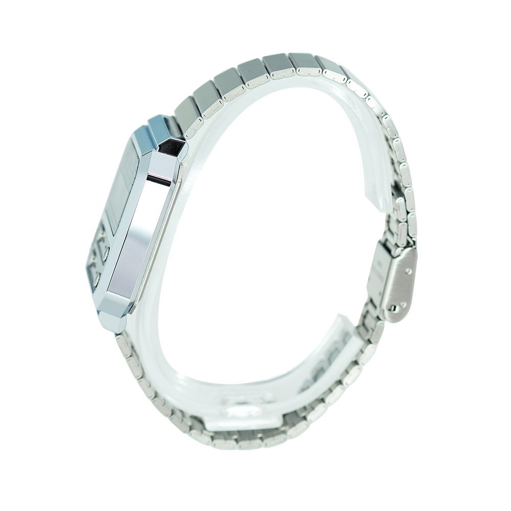 Jam Tangan Casio A100WE-7B Unisex Digital Dial Stainless Stainless Steel Band