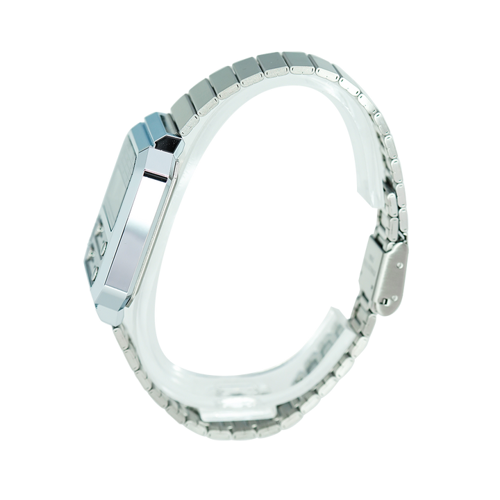 Jam Tangan Casio A100WE-7B Unisex Digital Dial Stainless Stainless Steel Band