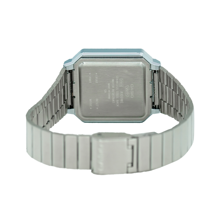 Jam Tangan Casio A100WE-7B Unisex Digital Dial Stainless Stainless Steel Band