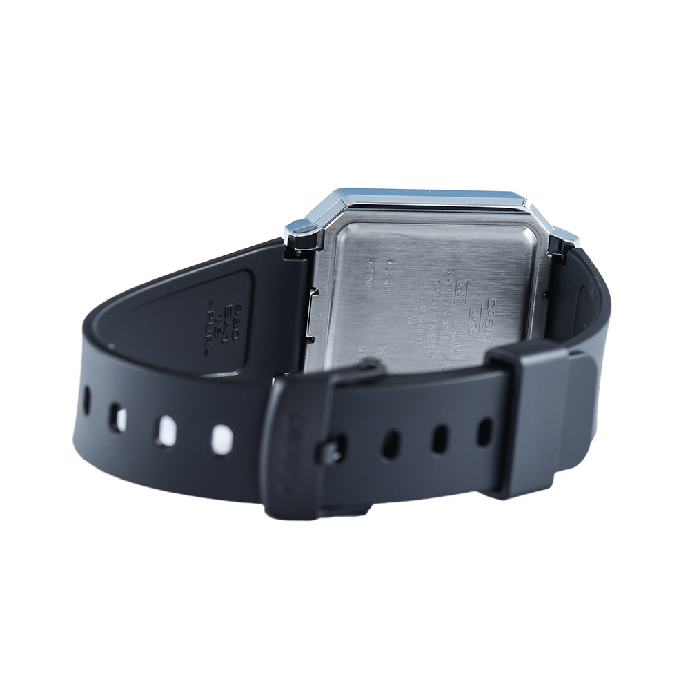 Jam Tangan Casio A100WEF-1A Unisex Digital Dial Black resin Band