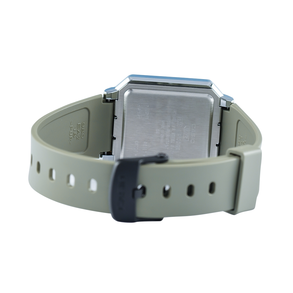 Jam Tangan Casio Vintage A100WEF-3A Unisex Digital Dial Beige Resin Band