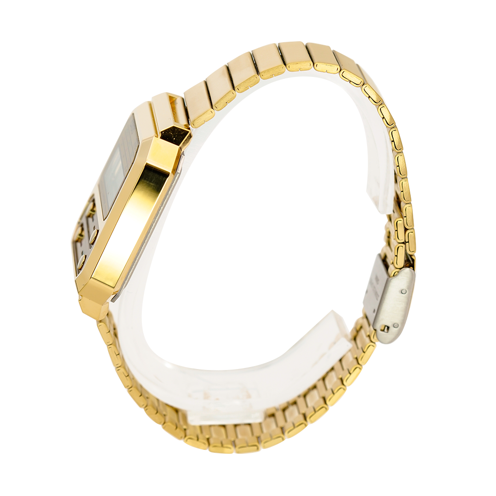 Jam Tangan Casio Vintage A100WEG-9A Unisex Digital Dial Gold Stainless Steel Band