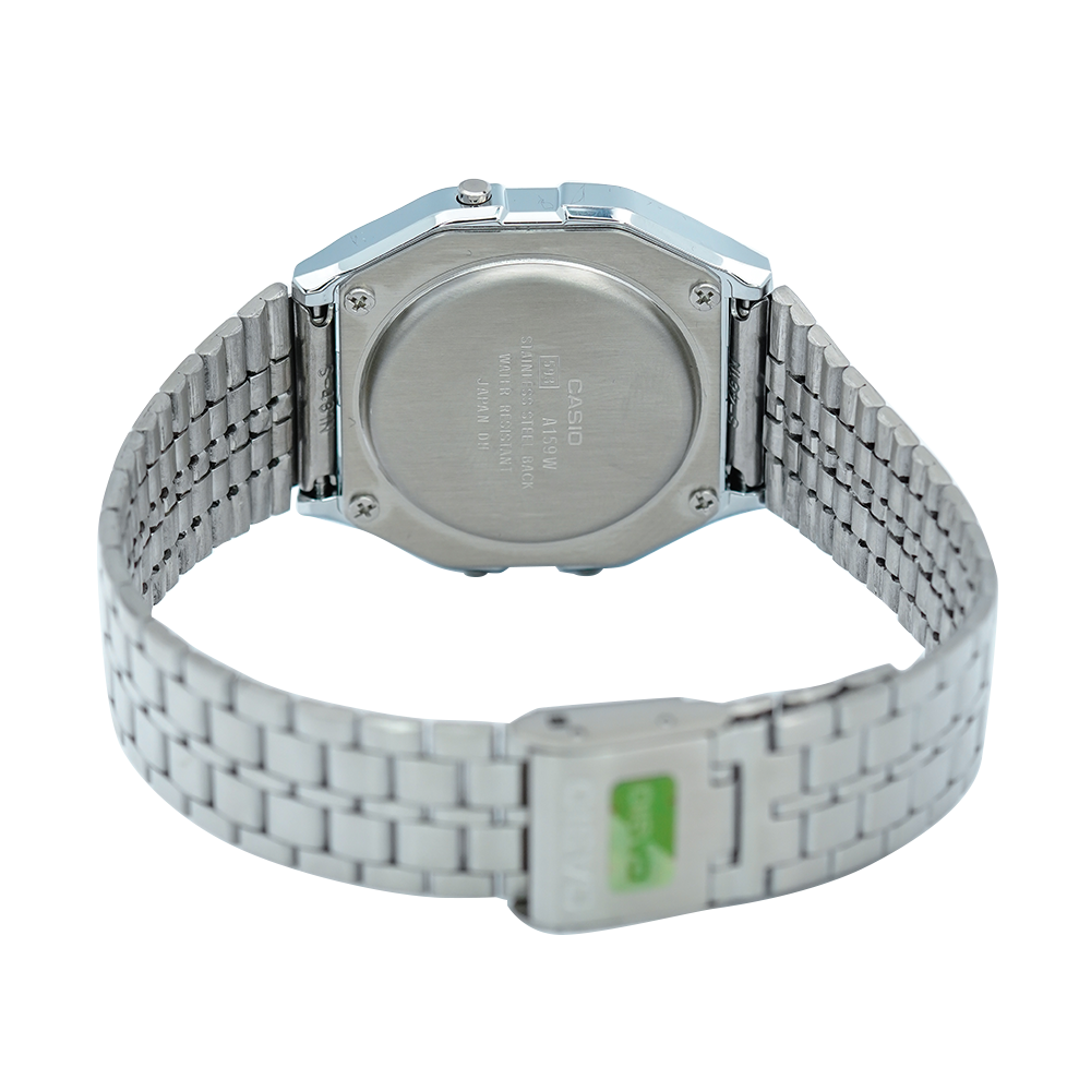 Jam Tangan Casio A159WA-N1 Unisex Digital Dial Stainless Steel Strap