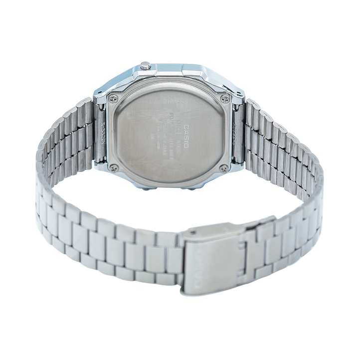 Jam Tangan Casio General A168WA-1W Men Retro Digital Dial Stainless Steel Strap