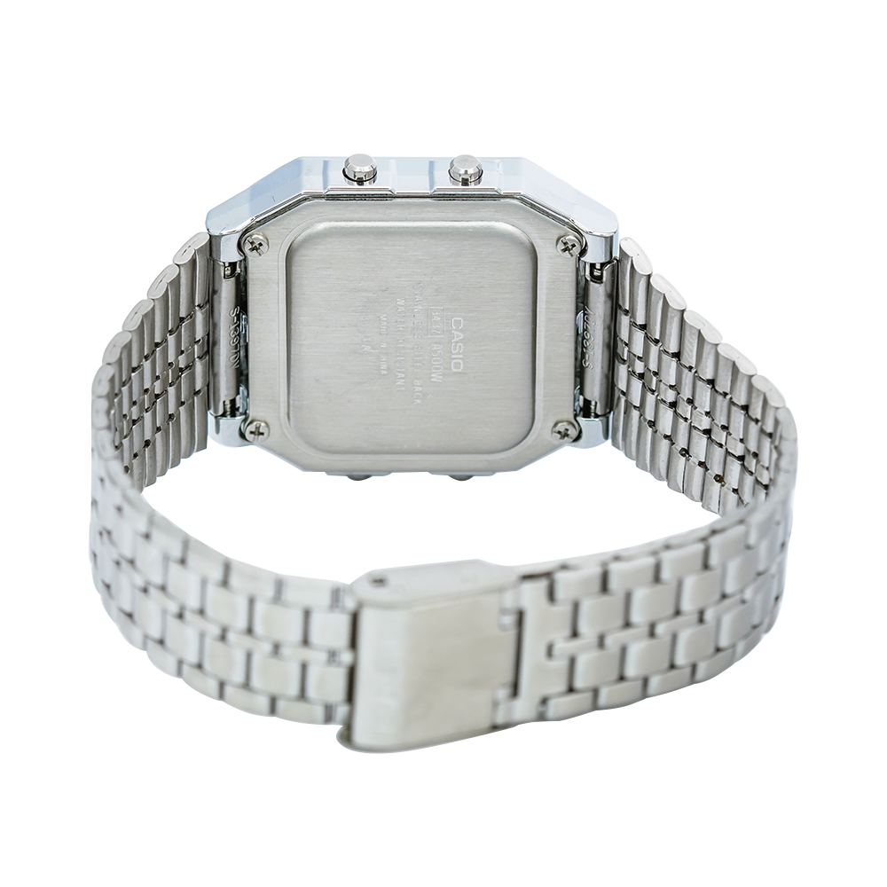 Jam Tangan Casio Vintage A500WA-1D Women Digital Dial Stainless Steel Strap