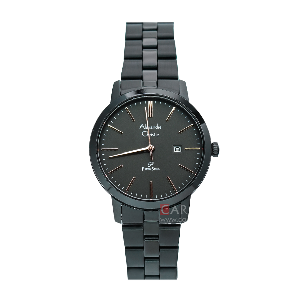 Jam Tangan Alexandre Christie AC 1007 LDBIPBARG Black Dial Black Stainless Steel Strap