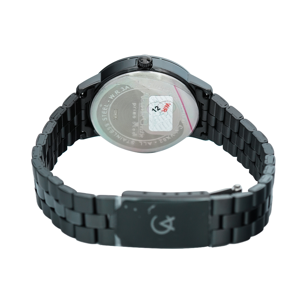 Jam Tangan Alexandre Christie AC 1007 LDBIPBARG Black Dial Black Stainless Steel Strap