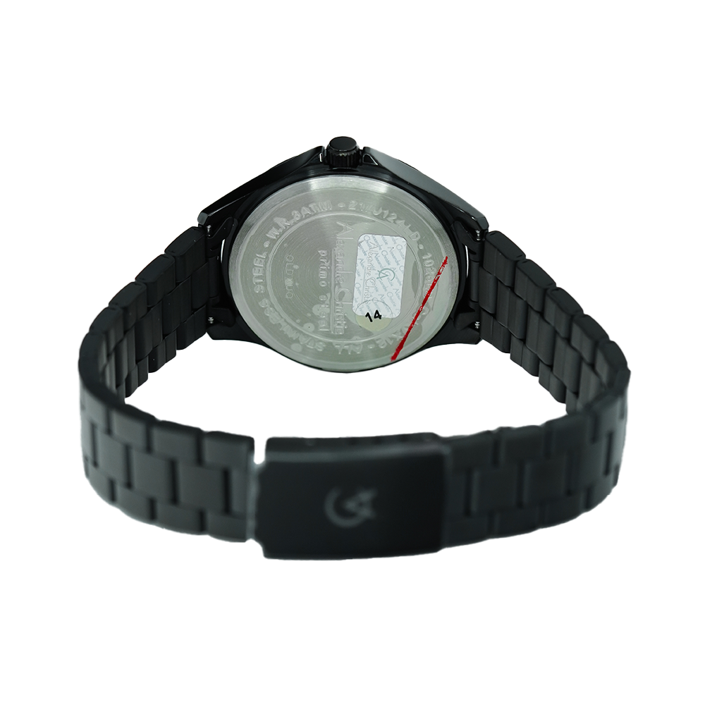 Jam Tangan Alexandre Christie Primo Steel AC 1026 LDBIPBA Women Black Dial Black Stainless Steel Strap