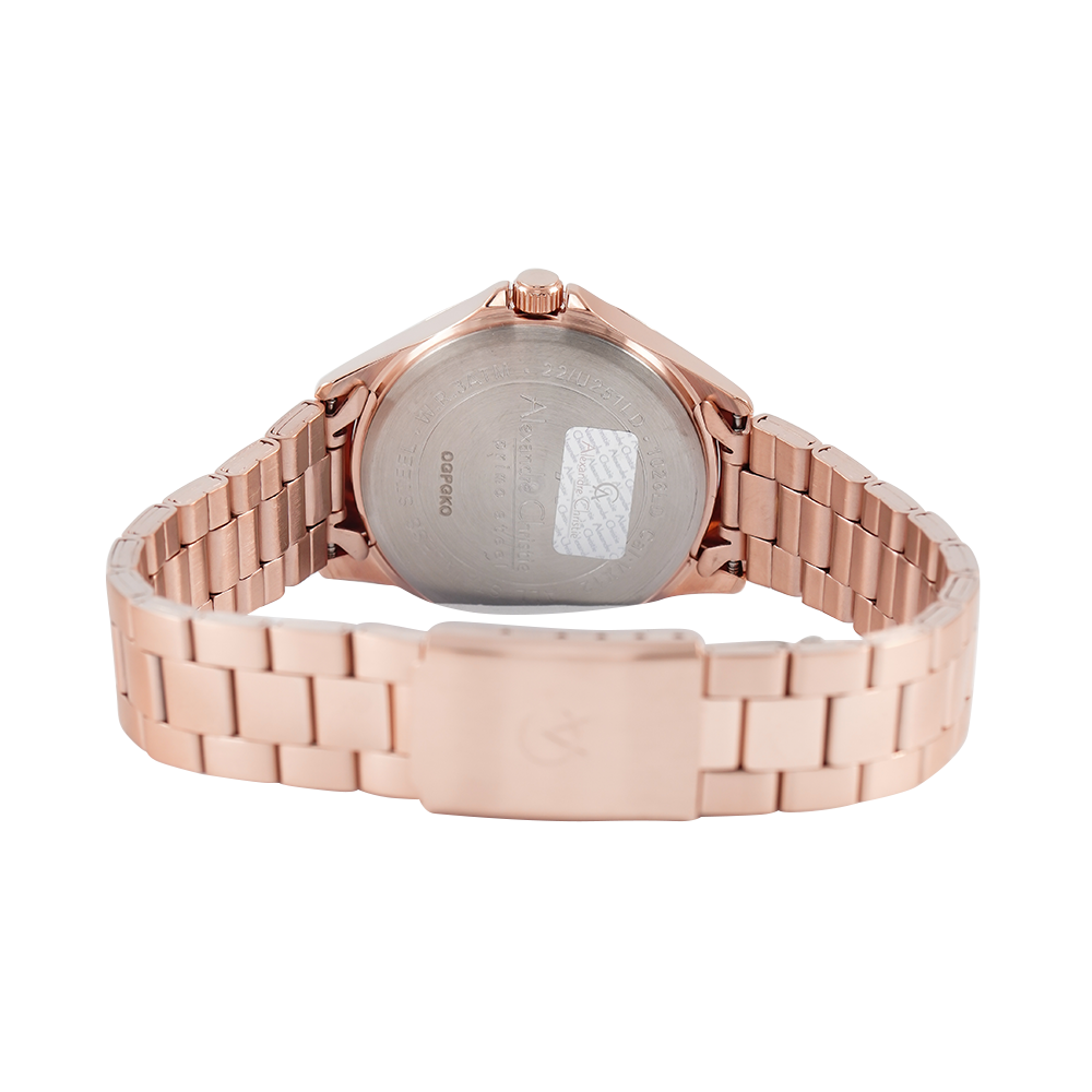 Jam Tangan Alexandre Christie Primo Steel AC 1026 LDBRGLN Women Rose Gold Dial Rose Gold Stainless Steel Strap
