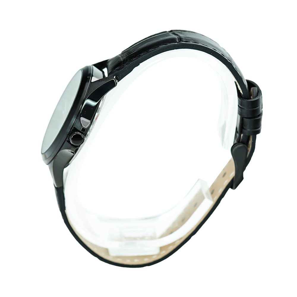 Jam Tangan Alexandre Christie AC 1026 LDLIPBA Women Black Dial Black Leather Strap