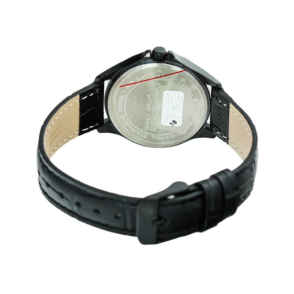 Jam Tangan Alexandre Christie AC 1026 LDLIPBA Women Black Dial Black Leather Strap