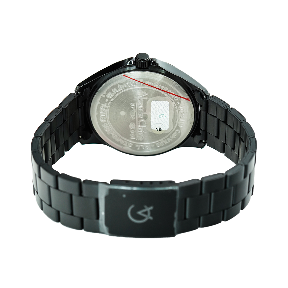 Jam Tangan Alexandre Christie Primo Steel AC 1026 MDBIPBA Men Black Dial Black Stainless Steel Strap